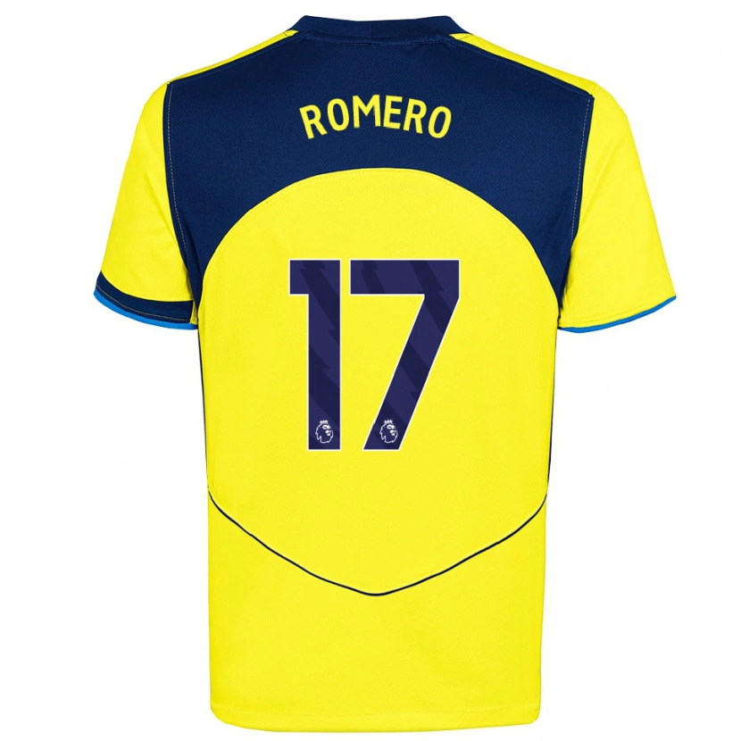 Danxen Hombre Camiseta Cristian Romero #17 Amarillo Marino Equipación Tercera 2025/26 La Camisa