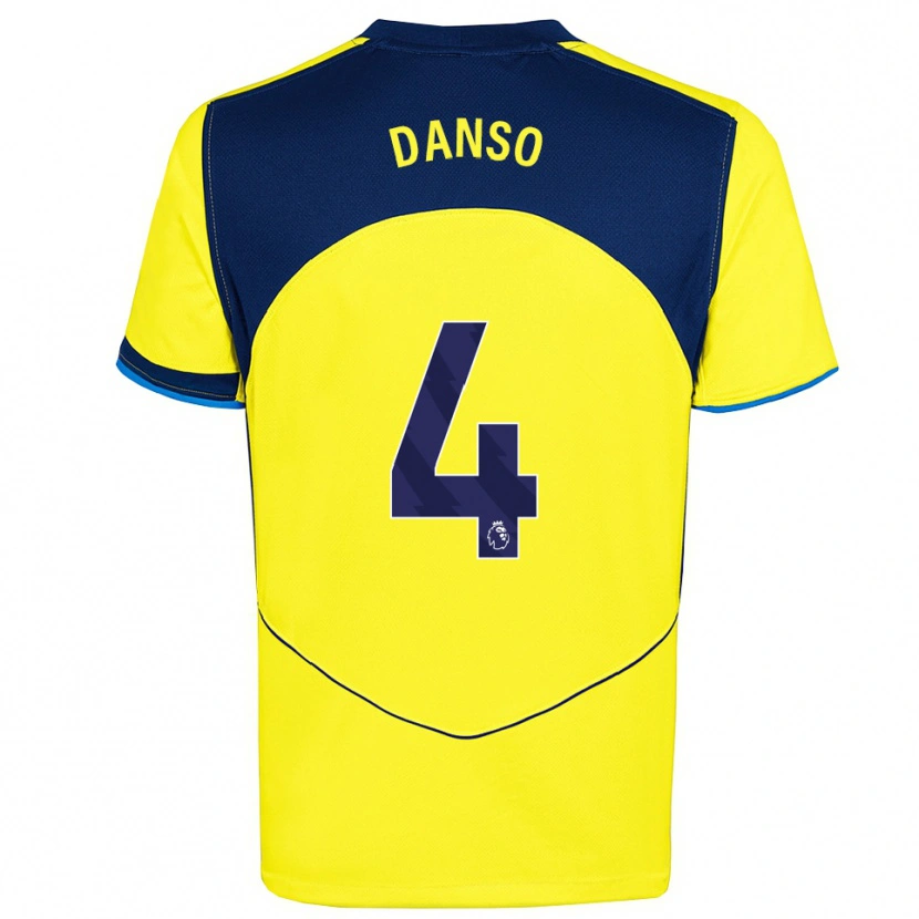 Danxen Hombre Camiseta Kevin Danso #4 Amarillo Marino Equipación Tercera 2025/26 La Camisa
