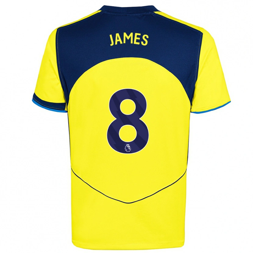 Danxen Hombre Camiseta Angharad James #8 Amarillo Marino Equipación Tercera 2025/26 La Camisa