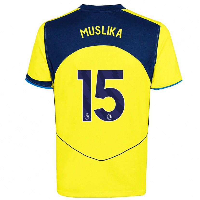 Danxen Hombre Camiseta Armend Muslika #15 Amarillo Marino Equipación Tercera 2025/26 La Camisa