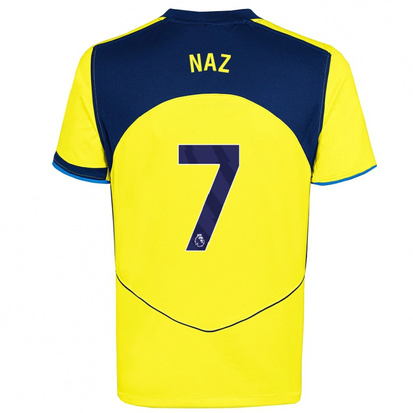 Danxen Hombre Camiseta Jessica Naz #7 Amarillo Marino Equipación Tercera 2025/26 La Camisa
