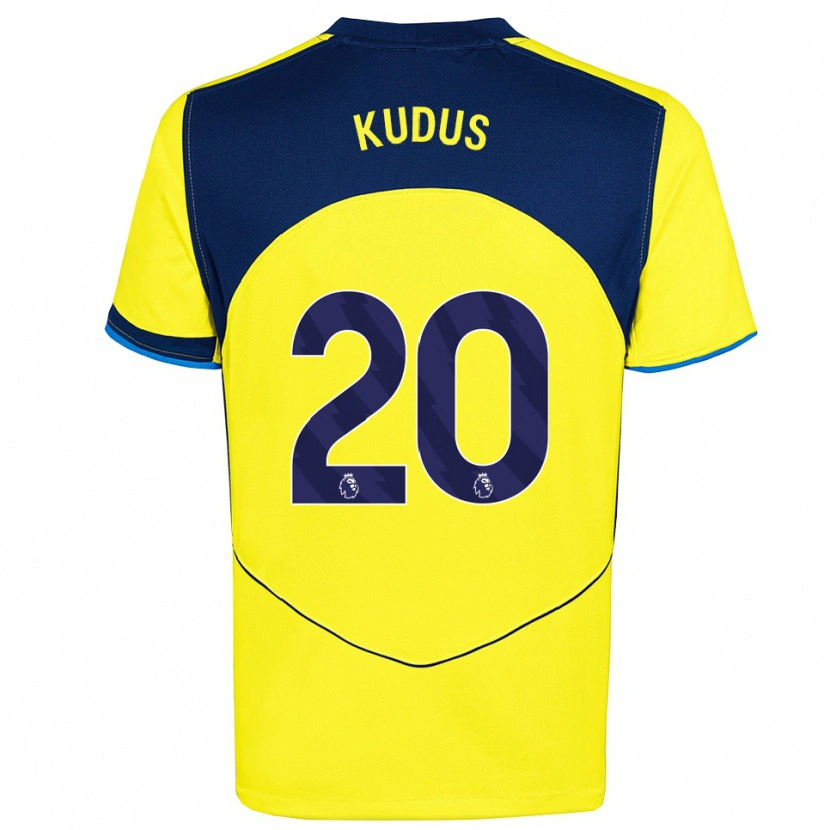 Danxen Hombre Camiseta Mohammed Kudus #20 Amarillo Marino Equipación Tercera 2025/26 La Camisa