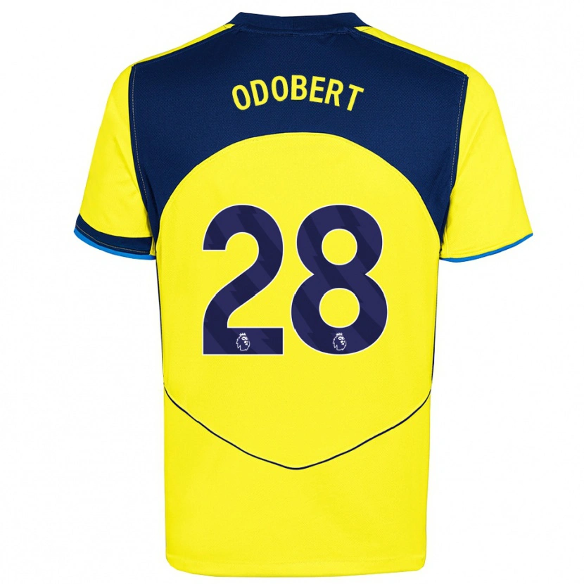 Danxen Hombre Camiseta Wilson Odobert #28 Amarillo Marino Equipación Tercera 2025/26 La Camisa