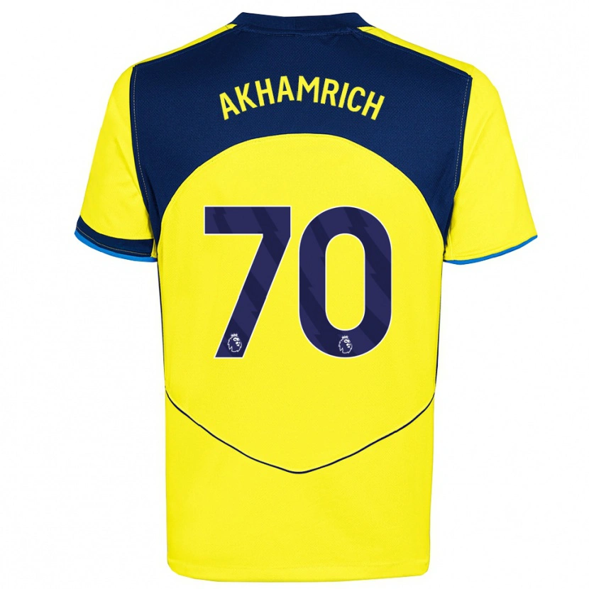 Danxen Hombre Camiseta Yusuf Akhamrich #70 Amarillo Marino Equipación Tercera 2025/26 La Camisa