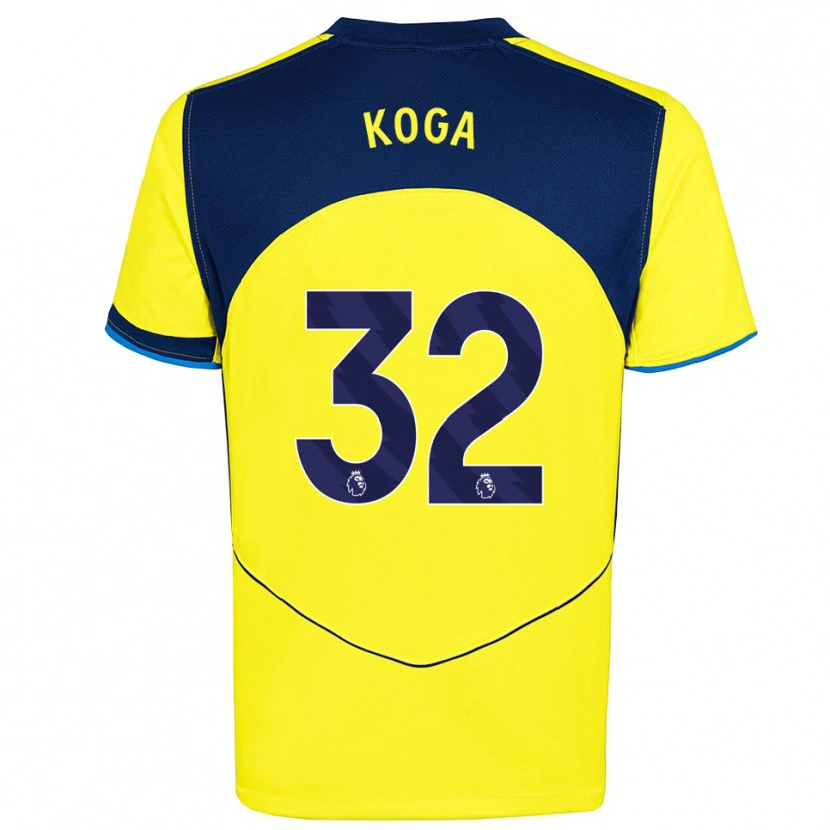 Danxen Hombre Camiseta Tōko Koga #32 Amarillo Marino Equipación Tercera 2025/26 La Camisa