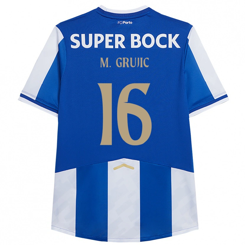 Danxen Mujer Camiseta Marko Grujić #16 Azul Blanco 1ª Equipación 2025/26 La Camisa