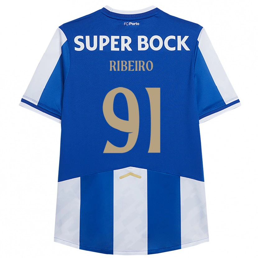 Danxen Mujer Camiseta Gonçalo Ribeiro #91 Azul Blanco 1ª Equipación 2025/26 La Camisa