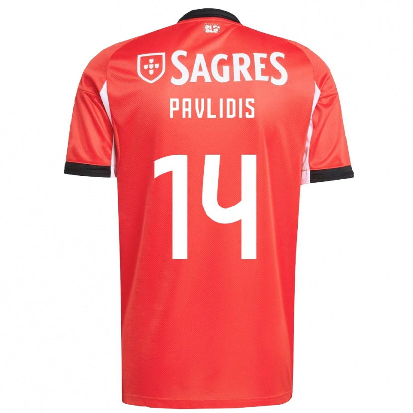 Danxen Mujer Camiseta Vangelis Pavlidis #14 Rojo Blanco 1ª Equipación 2025/26 La Camisa