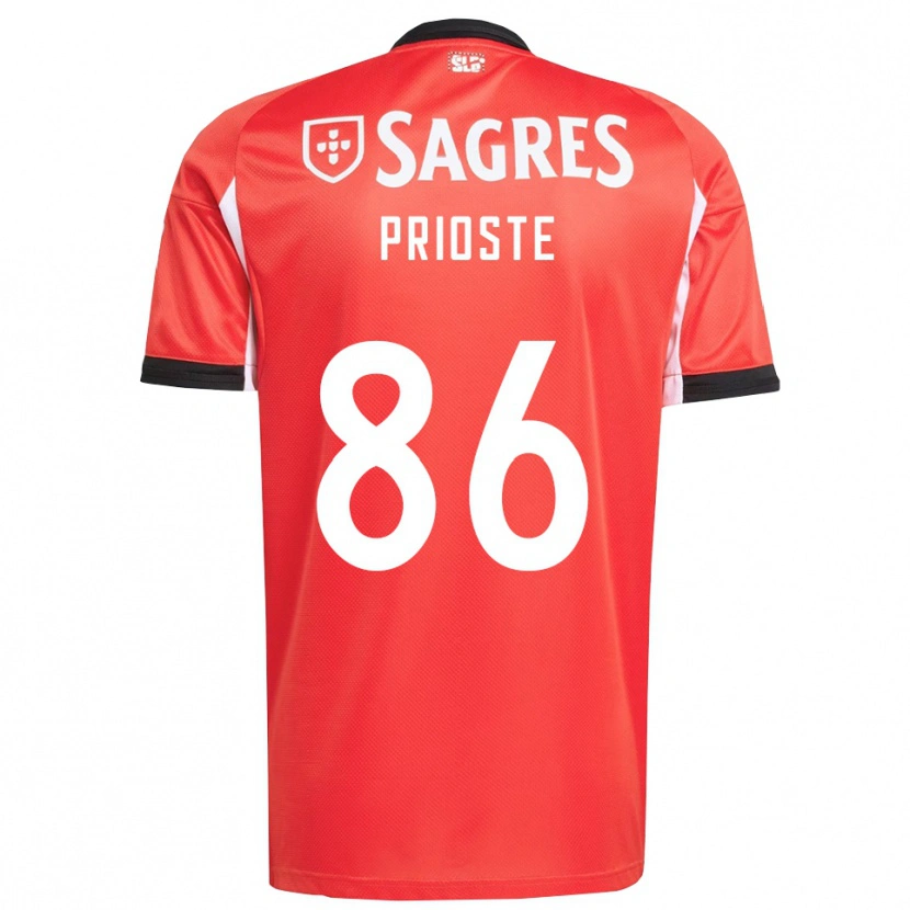 Danxen Mujer Camiseta Diogo Prioste #86 Rojo Blanco 1ª Equipación 2025/26 La Camisa