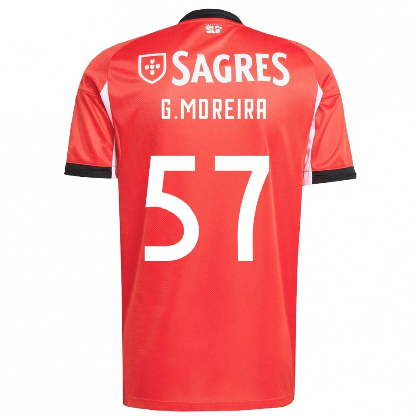 Danxen Mujer Camiseta Gonçalo Moreira #57 Rojo Blanco 1ª Equipación 2025/26 La Camisa