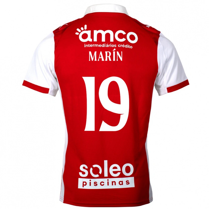 Danxen Mujer Camiseta Adrián Marín #19 Rojo Blanco 1ª Equipación 2025/26 La Camisa