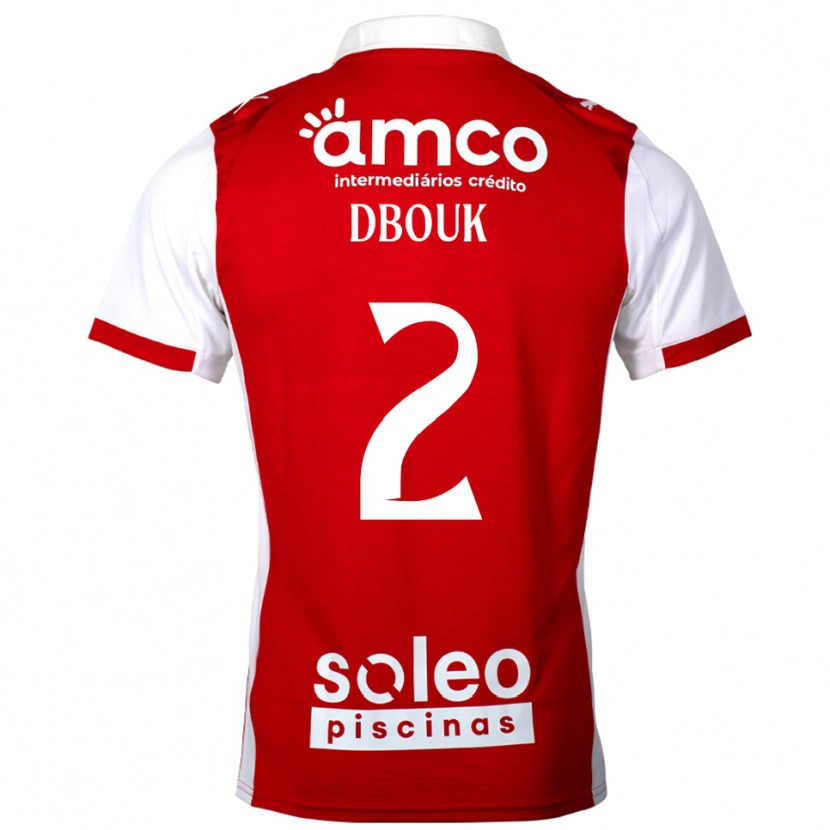 Danxen Mujer Camiseta Gabriel Dbouk #2 Rojo Blanco 1ª Equipación 2025/26 La Camisa