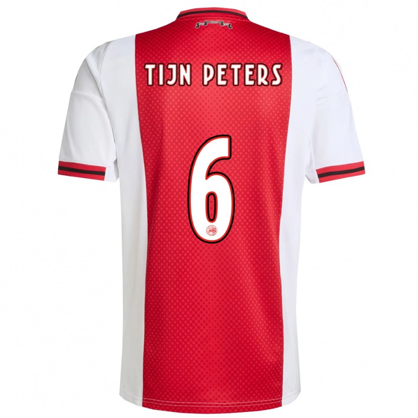 Danxen Mujer Camiseta Tijn Peters #6 Rojo Blanco 1ª Equipación 2025/26 La Camisa