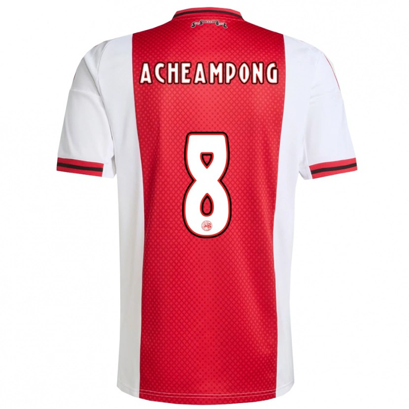 Danxen Mujer Camiseta Levi Acheampong #8 Rojo Blanco 1ª Equipación 2025/26 La Camisa