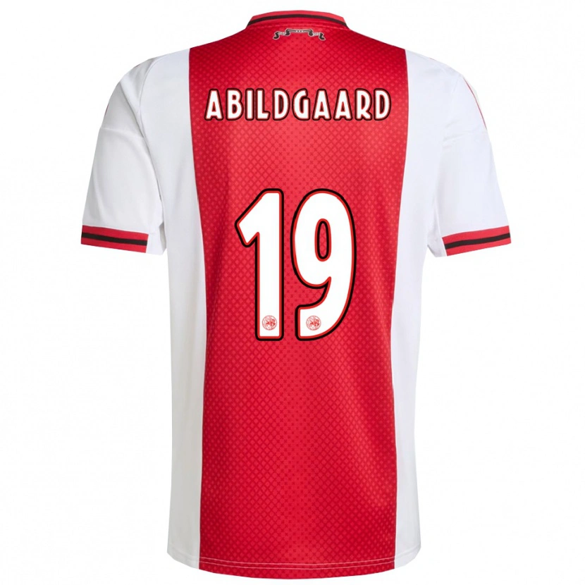 Danxen Mujer Camiseta Lasse Abildgaard #19 Rojo Blanco 1ª Equipación 2025/26 La Camisa