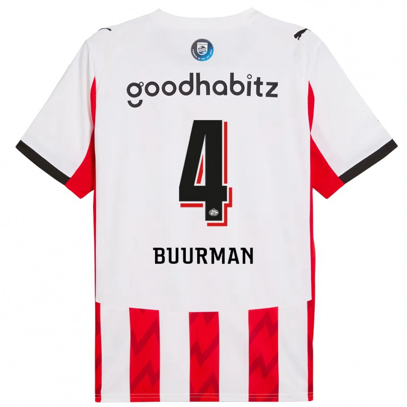 Danxen Mujer Camiseta Veerle Buurman #4 Rojo Blanco 1ª Equipación 2025/26 La Camisa