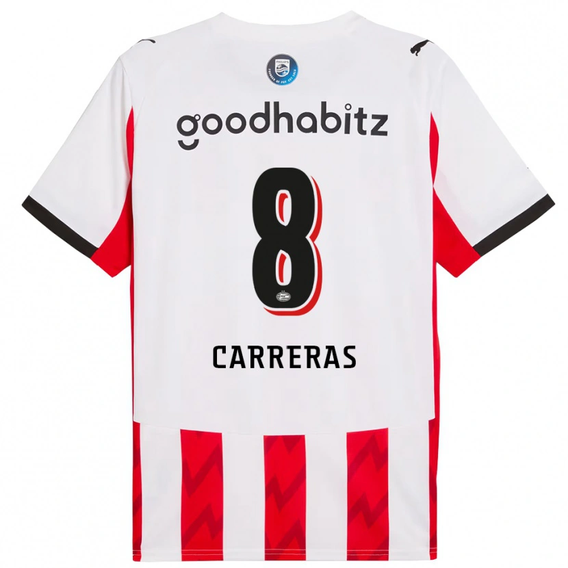 Danxen Mujer Camiseta Georgina Carreras #8 Rojo Blanco 1ª Equipación 2025/26 La Camisa