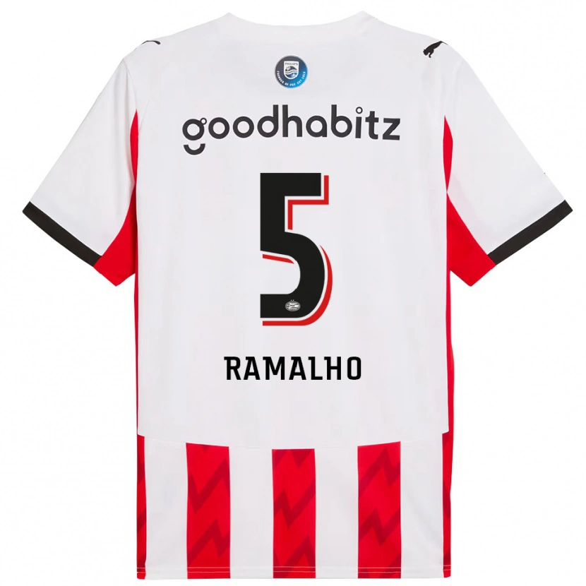 Danxen Mujer Camiseta Andre Ramalho #5 Rojo Blanco 1ª Equipación 2025/26 La Camisa