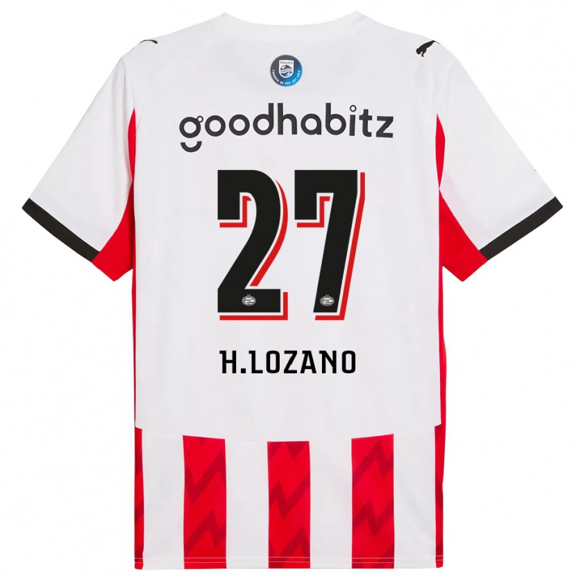 Danxen Mujer Camiseta Hirving Lozano #27 Rojo Blanco 1ª Equipación 2025/26 La Camisa