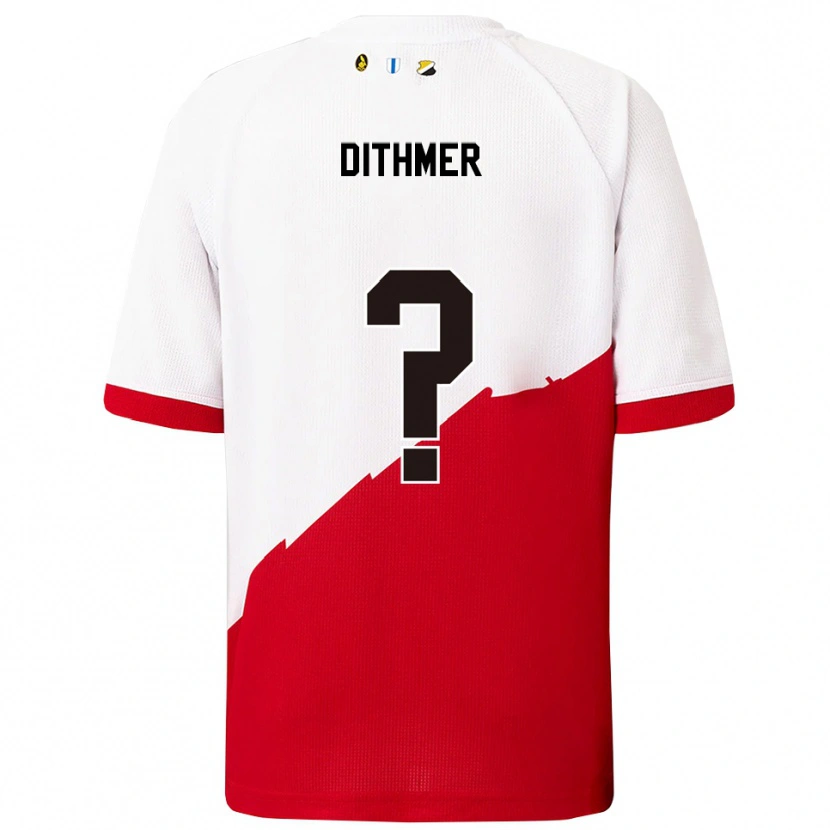 Danxen Mujer Camiseta Andreas Dithmer #0 Blanco Rojo 1ª Equipación 2025/26 La Camisa