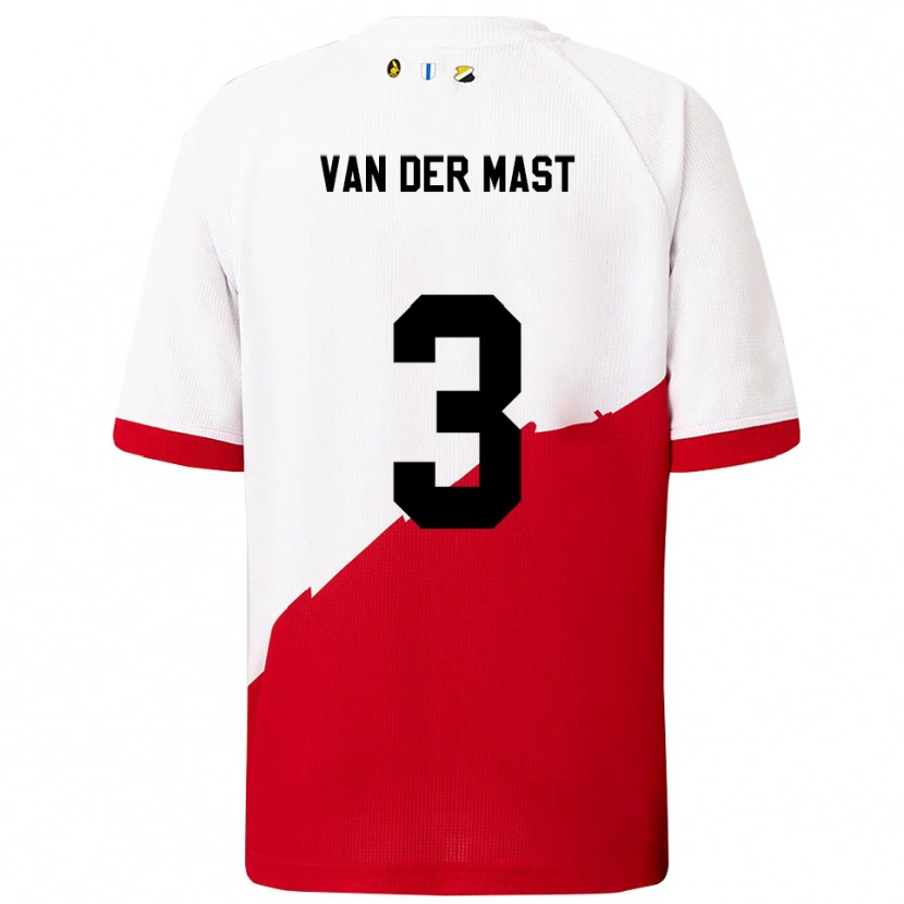 Danxen Mujer Camiseta Hylke Van Der Mast #3 Blanco Rojo 1ª Equipación 2025/26 La Camisa