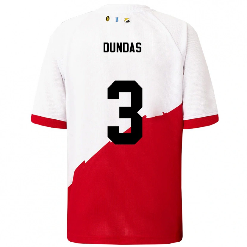 Danxen Mujer Camiseta Noa Dundas #3 Blanco Rojo 1ª Equipación 2025/26 La Camisa