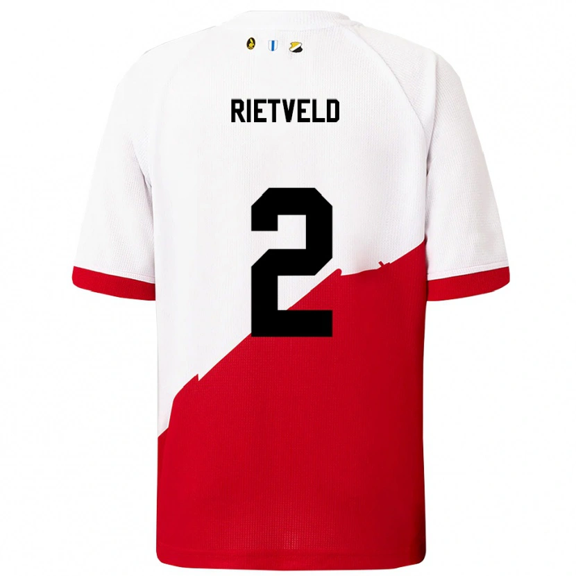Danxen Mujer Camiseta Levi Rietveld #2 Blanco Rojo 1ª Equipación 2025/26 La Camisa