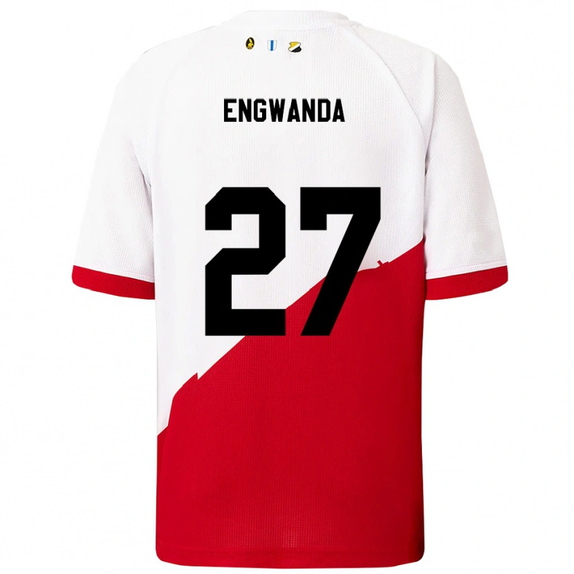 Danxen Mujer Camiseta Alonzo Engwanda #27 Blanco Rojo 1ª Equipación 2025/26 La Camisa