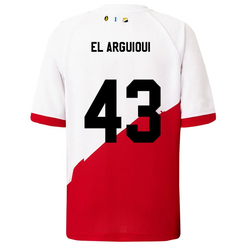 Danxen Mujer Camiseta Rafik El Arguioui #43 Blanco Rojo 1ª Equipación 2025/26 La Camisa