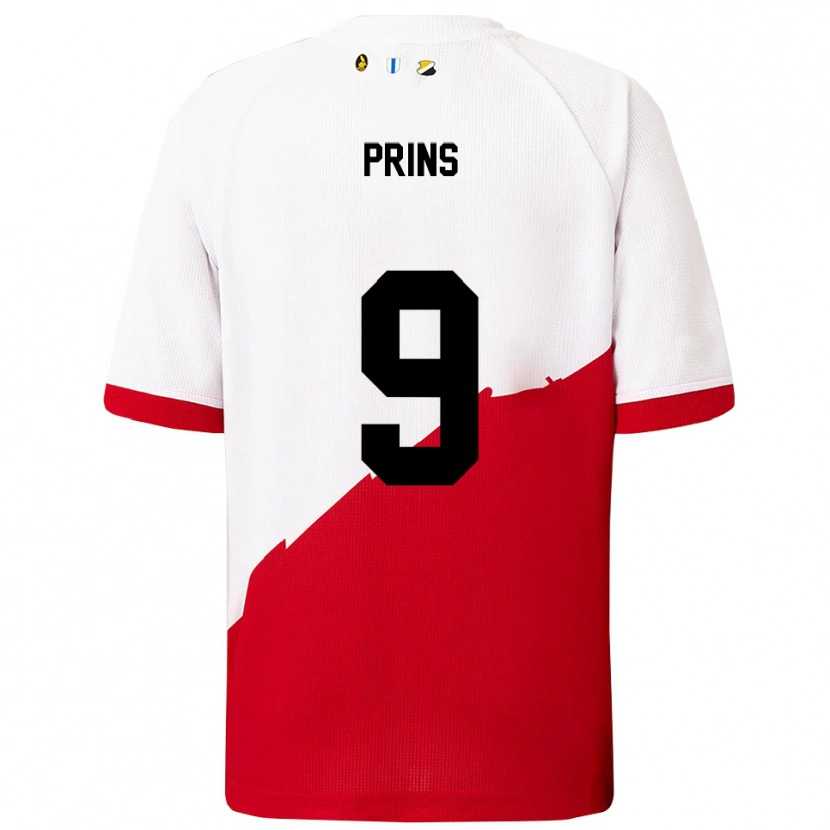 Danxen Mujer Camiseta Femke Prins #9 Blanco Rojo 1ª Equipación 2025/26 La Camisa
