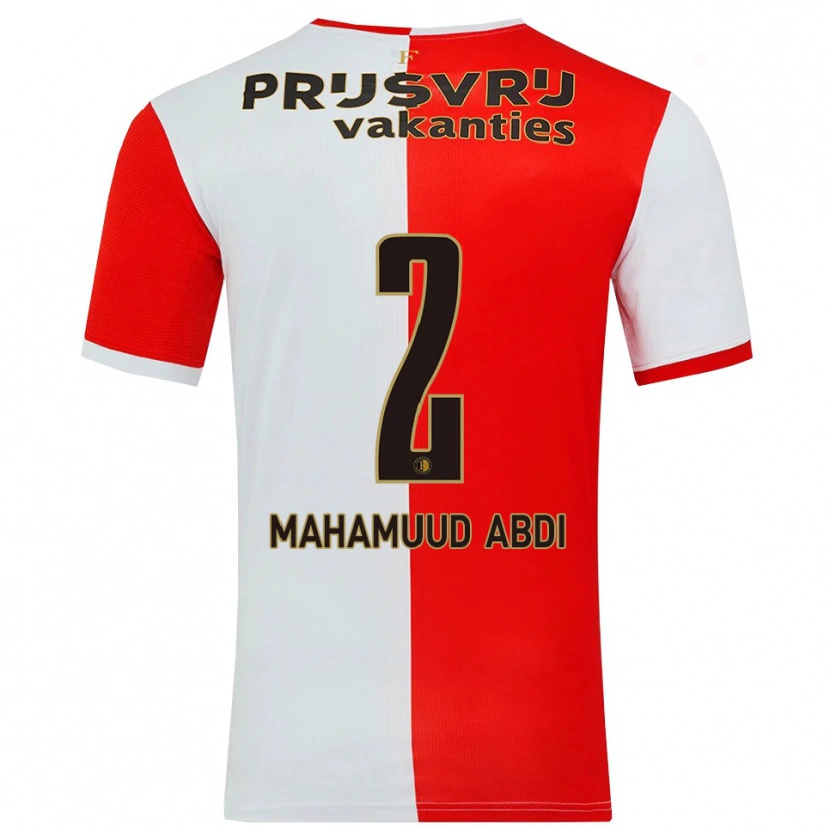 Danxen Mujer Camiseta Nuuradiin Mahamuud Abdi #2 Rojo Blanco 1ª Equipación 2025/26 La Camisa