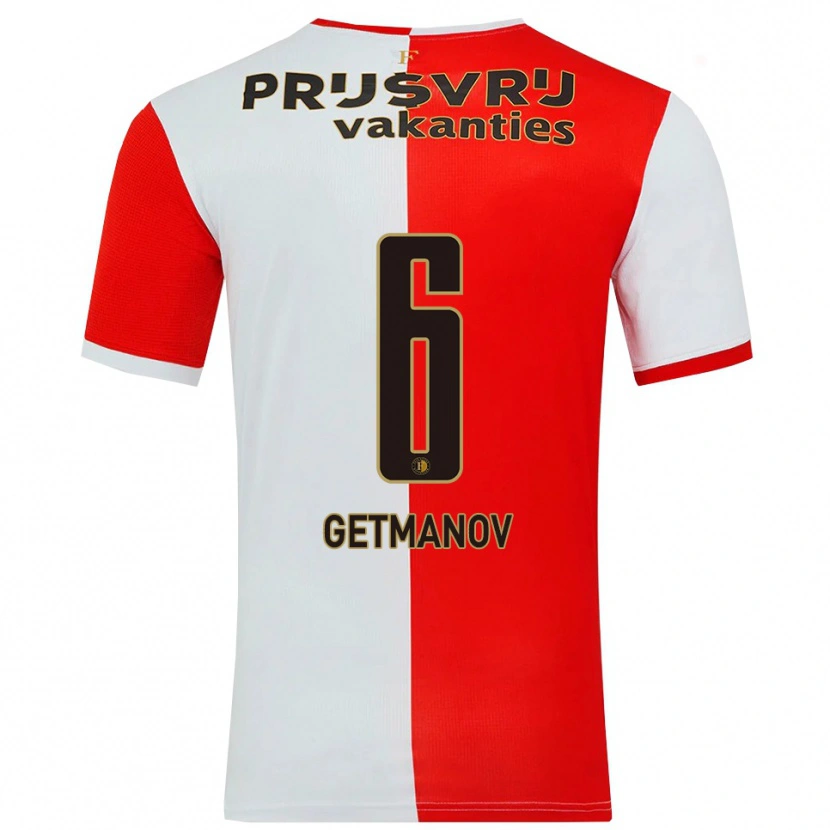 Danxen Mujer Camiseta Zakhar Getmanov #6 Rojo Blanco 1ª Equipación 2025/26 La Camisa