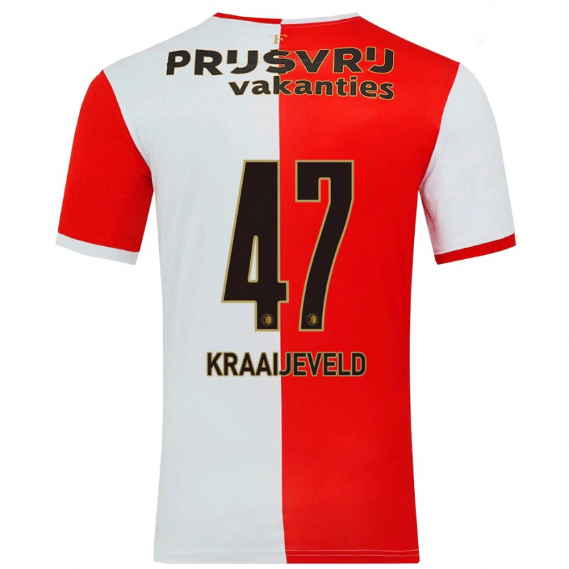 Danxen Mujer Camiseta Thijs Kraaijeveld #47 Rojo Blanco 1ª Equipación 2025/26 La Camisa