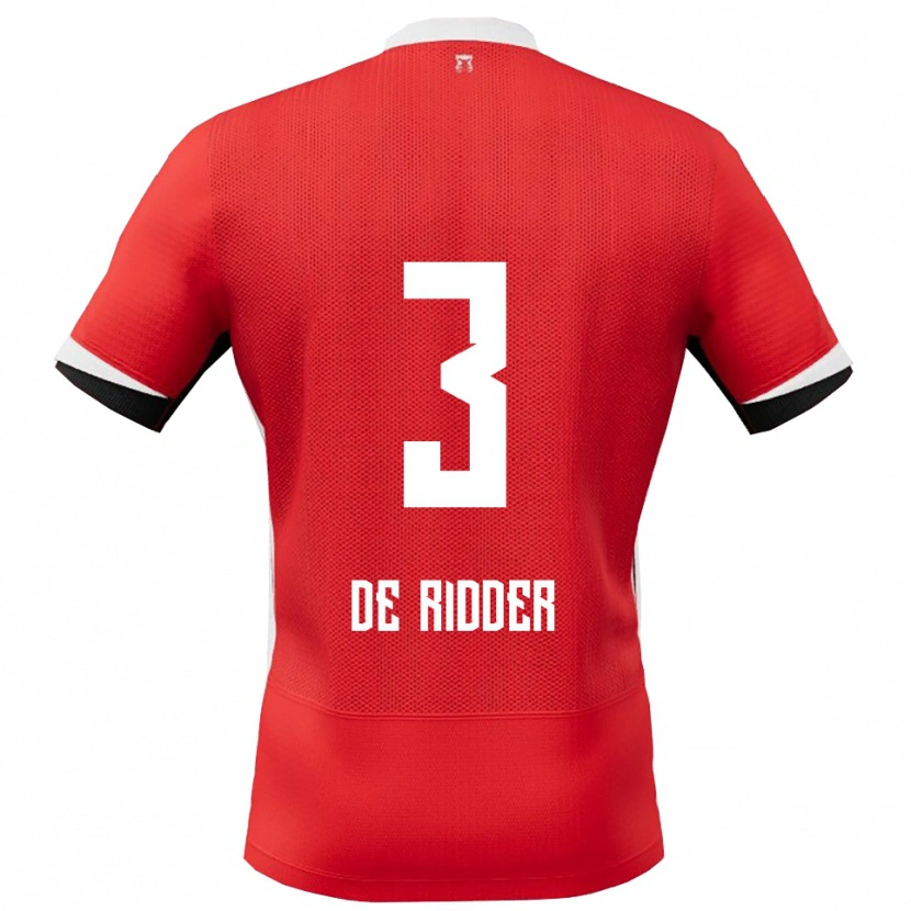 Danxen Mujer Camiseta Djoeke De Ridder #3 Rojo Blanco 1ª Equipación 2025/26 La Camisa