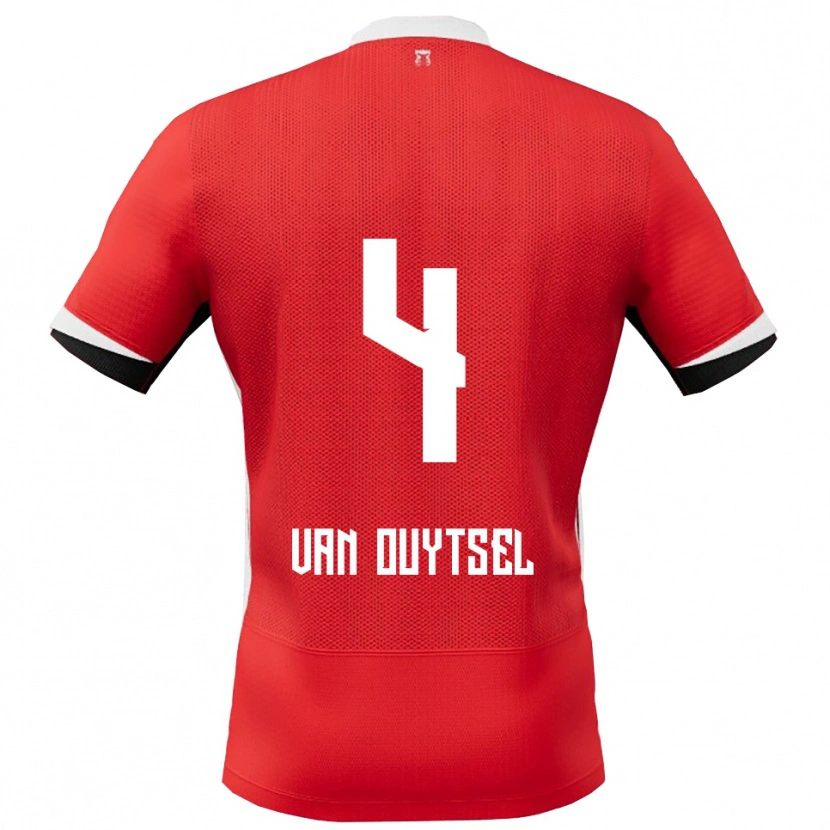 Danxen Mujer Camiseta Kevin Van Ouytsel #4 Rojo Blanco 1ª Equipación 2025/26 La Camisa