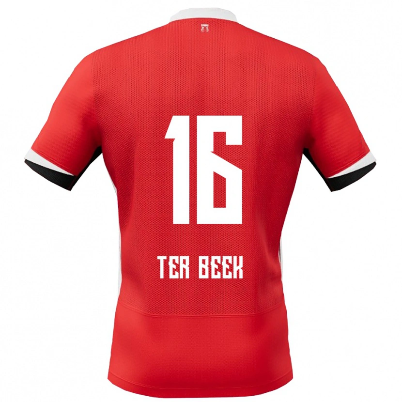Danxen Mujer Camiseta Kai Ter Beek #16 Rojo Blanco 1ª Equipación 2025/26 La Camisa