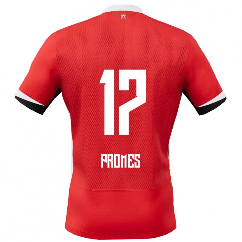 Danxen Mujer Camiseta Rodrigo Promes #17 Rojo Blanco 1ª Equipación 2025/26 La Camisa