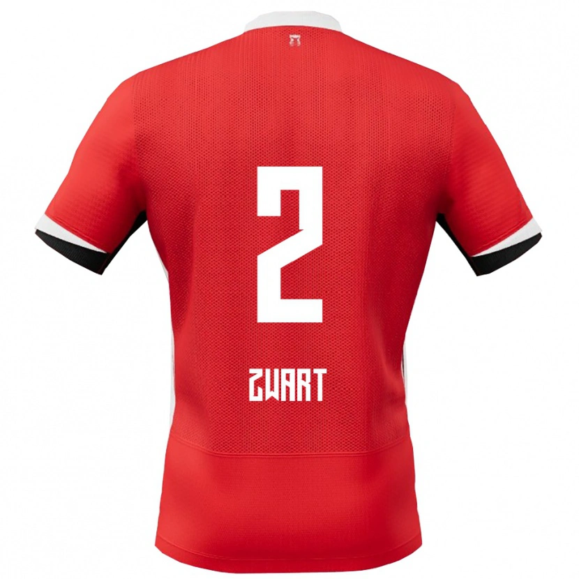 Danxen Mujer Camiseta Jesper Zwart #2 Rojo Blanco 1ª Equipación 2025/26 La Camisa