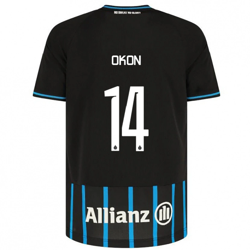 Danxen Mujer Camiseta Gianluca Okon #14 Negro Azul 1ª Equipación 2025/26 La Camisa
