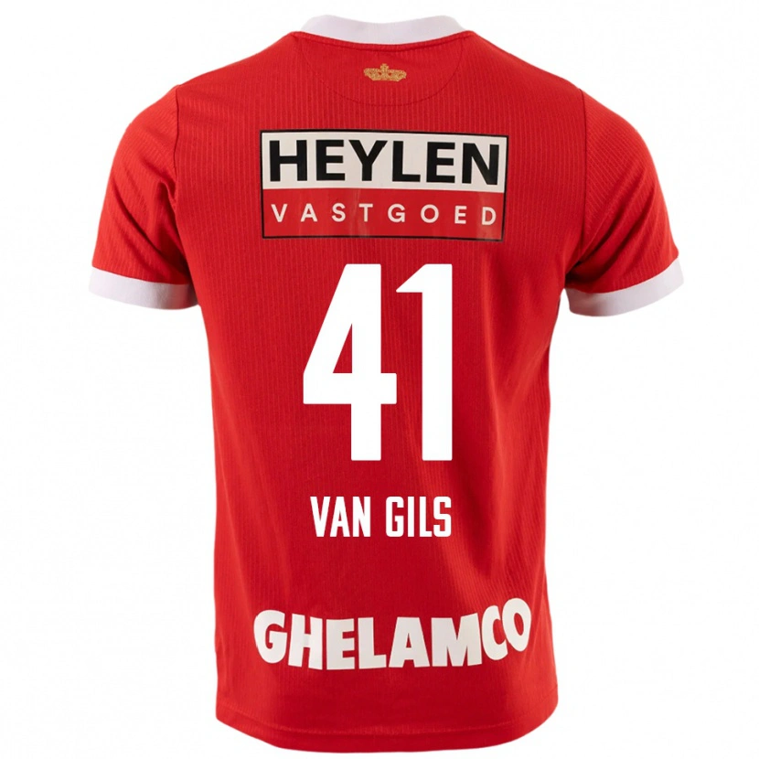 Danxen Mujer Camiseta Mathis Van Gils #41 Rojo Blanco 1ª Equipación 2025/26 La Camisa