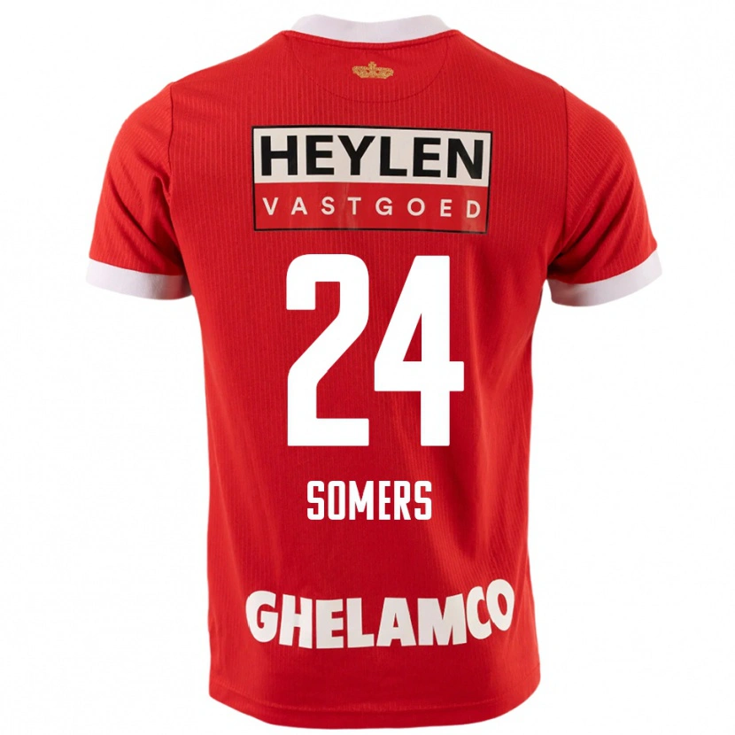 Danxen Mujer Camiseta Thibo Somers #24 Rojo Blanco 1ª Equipación 2025/26 La Camisa