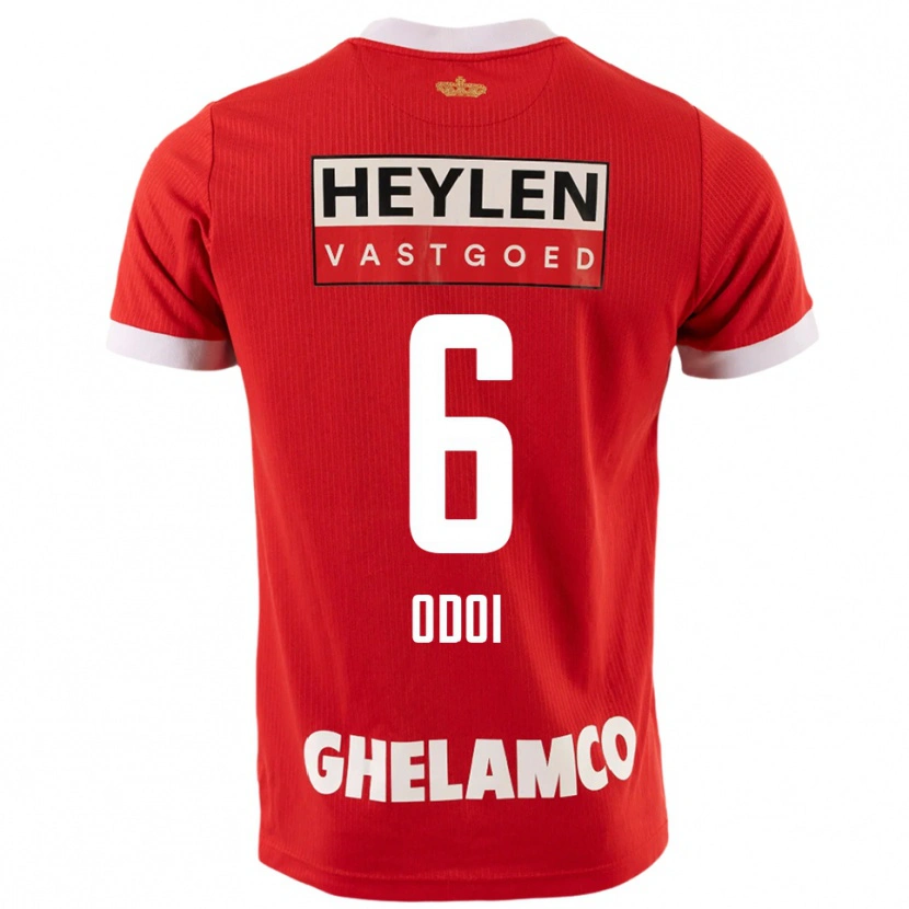 Danxen Mujer Camiseta Denis Odoi #6 Rojo Blanco 1ª Equipación 2025/26 La Camisa