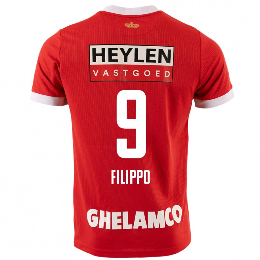 Danxen Mujer Camiseta Niels Filippo #9 Rojo Blanco 1ª Equipación 2025/26 La Camisa