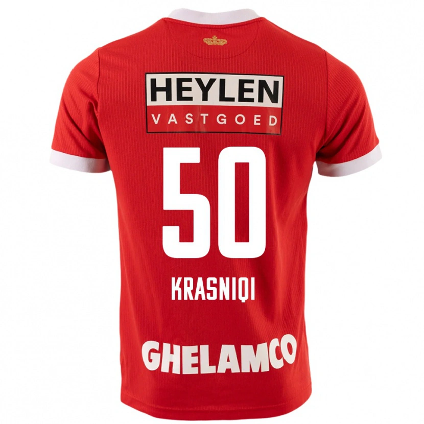 Danxen Mujer Camiseta Laurit Krasniqi #50 Rojo Blanco 1ª Equipación 2025/26 La Camisa