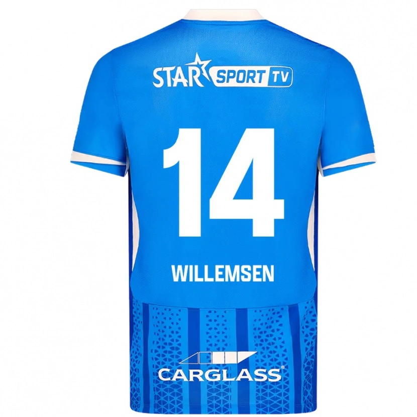 Danxen Mujer Camiseta Wout Willemsen #14 Azul Blanco 1ª Equipación 2025/26 La Camisa