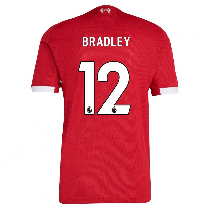 Danxen Mujer Camiseta Conor Bradley #12 Rojo Blanco 1ª Equipación 2025/26 La Camisa