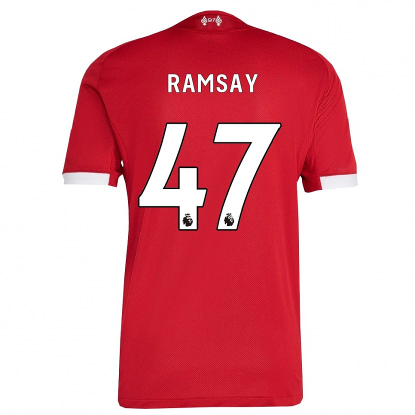 Danxen Mujer Camiseta Calvin Ramsay #47 Rojo Blanco 1ª Equipación 2025/26 La Camisa