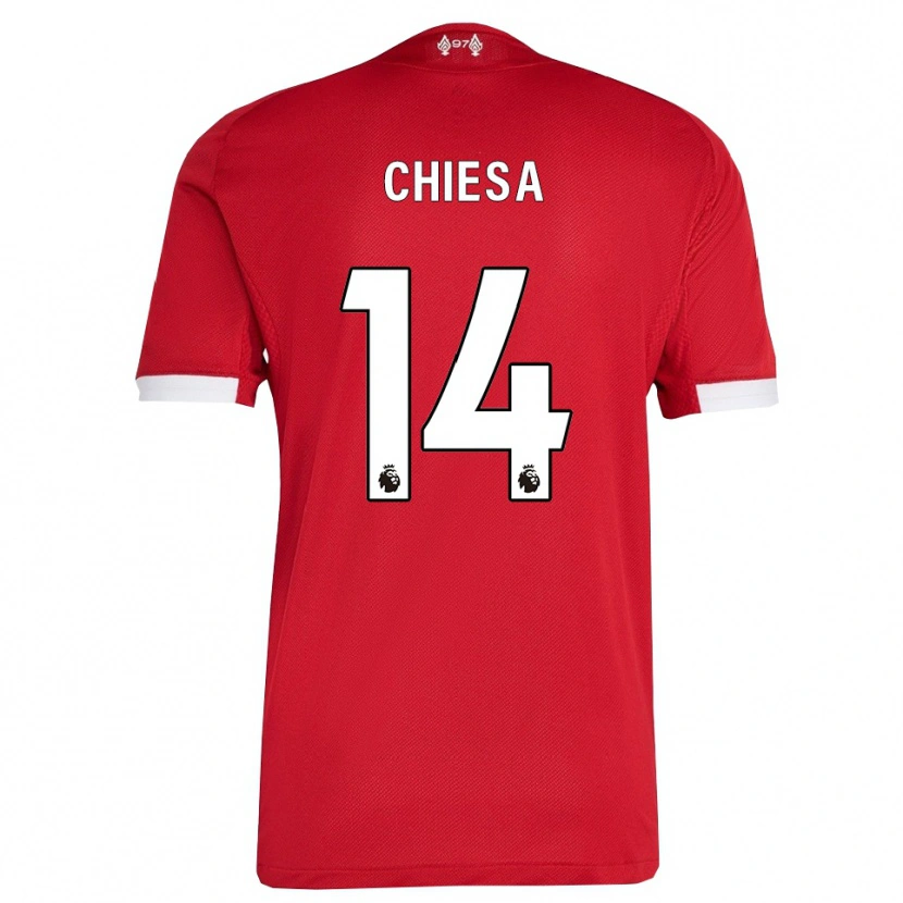 Danxen Mujer Camiseta Federico Chiesa #14 Rojo Blanco 1ª Equipación 2025/26 La Camisa