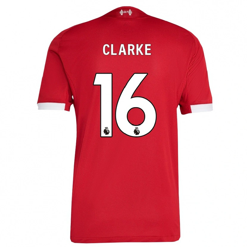 Danxen Mujer Camiseta Lucas Clarke #16 Rojo Blanco 1ª Equipación 2025/26 La Camisa