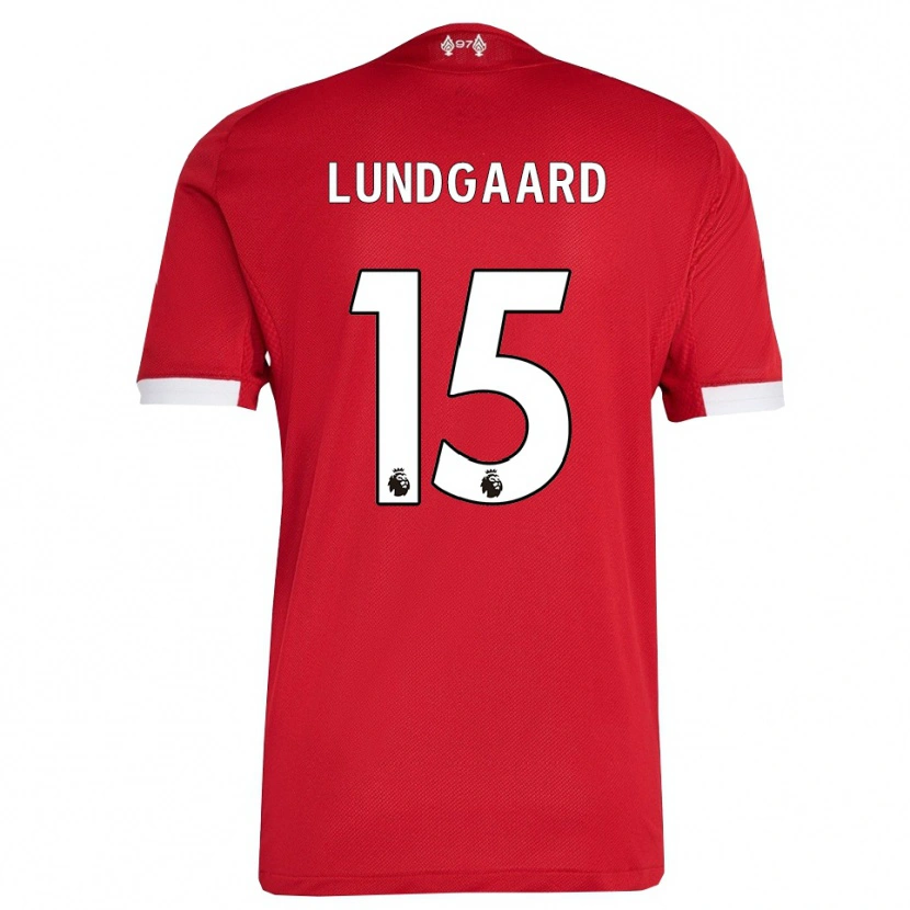 Danxen Mujer Camiseta Sofie Lundgaard #15 Rojo Blanco 1ª Equipación 2025/26 La Camisa